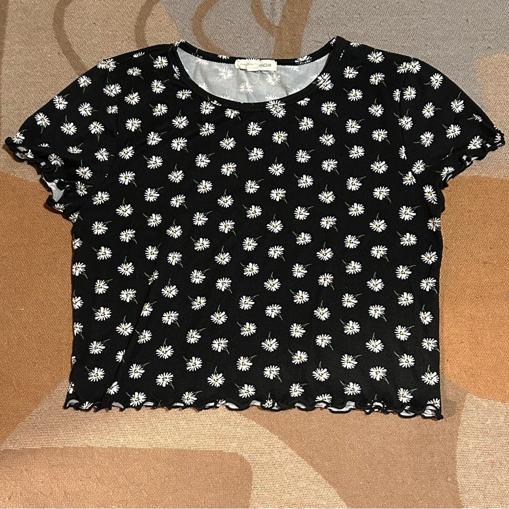 Daisy splashed Black Crop Top, M